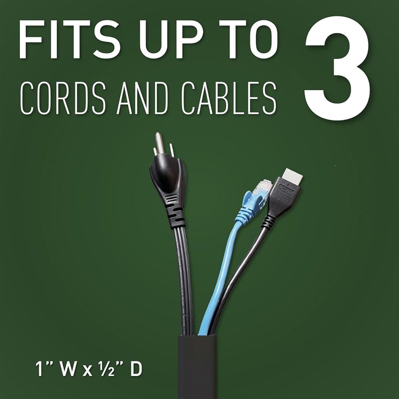 WIREMOLD Legrand C210SBK Cordmate II 128 Inch 20 Piece Cord Cover Kit, Organizer for Wall, Holds Up to 3 Cords or Cables, Sustainable Packaging, Black (1 Pack) - Image 4